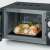 Severin MW 7762 black microwave oven with grill function, open door, food inside