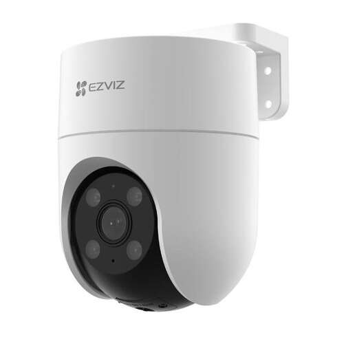 Cameră turret EZVIZ H8C 2K IP, albă, rezoluție 2K, unghi larg de vizualizare de 104 grade, vizibilitate nocturnă, detectare de mișcare, cameră de securitate exterioară