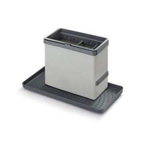 Metaltex MX297530 Organizator de chiuvetă de bucătărie, organizator de chiuvetă de bucătărie gri cu tavă de scurgere - Scurgator vase