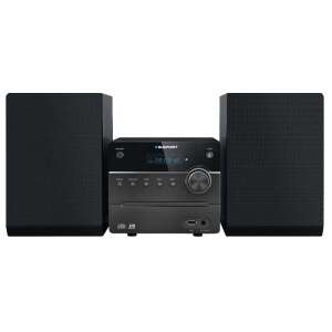 Sistem HiFi Blaupunkt MS12BT, negru și argintiu, vedere frontală cu difuzoare - Sisteme mini HiFi