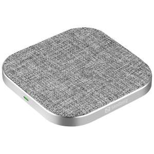 Sandberg Wireless Charger Pad 15W, grau, schräge Ansicht - Sandberg