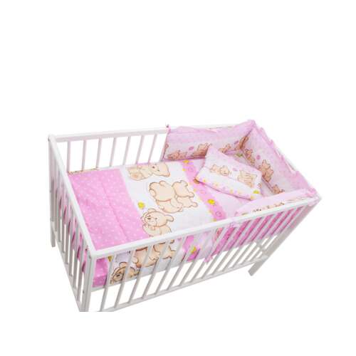 MyKids 4-dielne posteľné prádlo - plyšový medvedík #pink (M2)