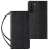 Black leather wallet case with strap for Samsung Galaxy S22 Plus