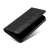 Black leather wallet case with strap for Samsung Galaxy S22 Plus, side view