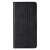 Black leather wallet case with strap for Samsung Galaxy S22 Plus, front view