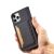Hand holding iPhone 12 Pro magnetic wallet case with card