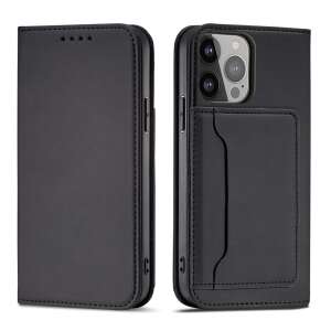 Black leather wallet case for iPhone 13 Pro with card slots and stand function - Phone Case
