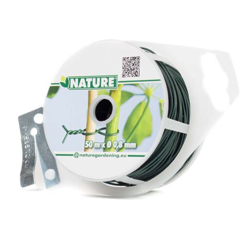 Nature 0,8mm zöld kötöződrót 50m tekercs vágóval