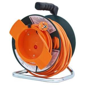 Hecht 150153 50 meter extension reel, orange cable, green housing, with stand - Lamp & Lighting