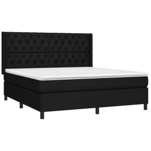 Fekete szövet rugós ágy matraccal 160x200 cm 71295907 