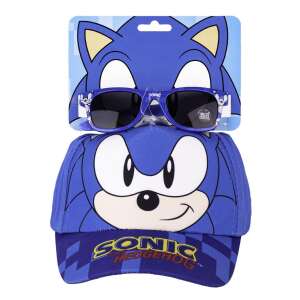 Sonic the Hedgehog kids cap and sunglasses set, blue cap with Sonic face and logo, blue sunglasses with Sonic design - Cerdá