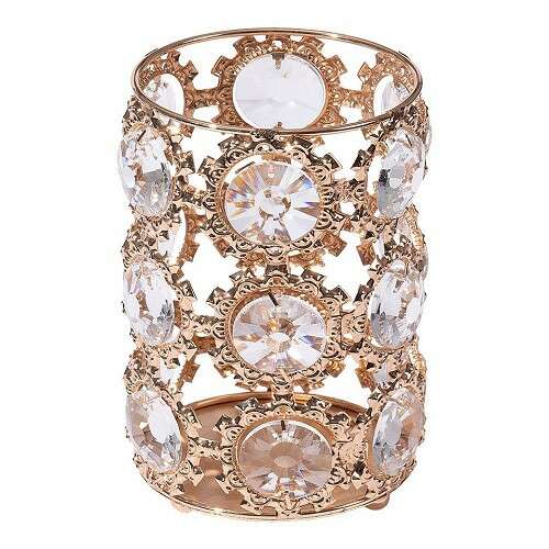 Goldener und Kristall-Make-up-Pinselhalter, Organizer für Make-up-Pinsel, Diamant-Design, luxuriöser Make-up-Organizer