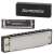 Silver 10-hole harmonica with black case, C-major