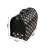 Black and colorful polka dot pet carrier with mesh window and dimensions