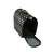 Black and colorful polka dot pet carrier with mesh window and open flap