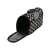 Black and colorful polka dot pet carrier with mesh window and open flap