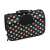 Black and colorful polka dot pet carrier with mesh window