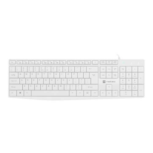Natec Nautilus USB Slim Keyboard White - English (US) - Front view
