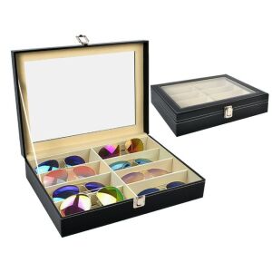 Bőr napszemüvegtartó doboz with sunglasses and closed box - Iso Trade
