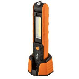 Neo Tools 99-065 Rechargeable Workshop Inspection Lamp, 500lm COB LED, Black/Orange - Neo