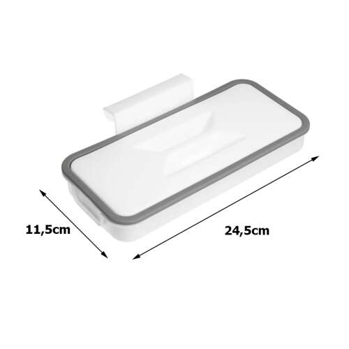 Weißer Kunststoff-Hängemülleimer mit den Maßen 24,5 cm x 11,5 cm x 5,5 cm