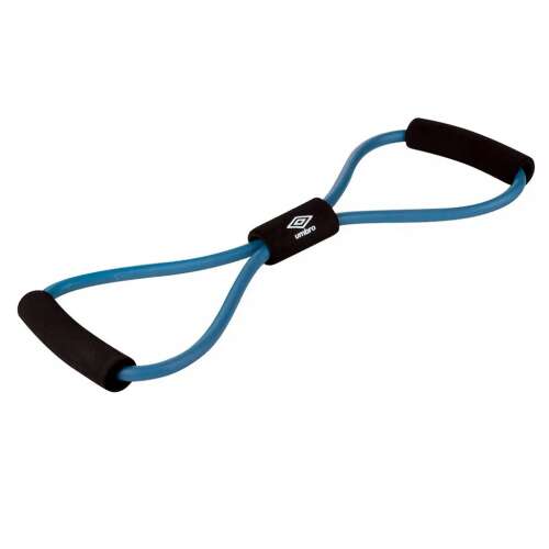 Umbro Figure 8 Expander, niebieski gumowy ekspander z piankowymi uchwytami do ćwiczeń w domu