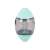 Interactive treat dispensing toy for dogs and cats, egg shaped, clear plastic with green lid