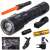 Bailong tactical flashlight with zoom, 18650 battery, charger, car charger, and accessories