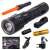 Bailong tactical flashlight with zoom, 18650 battery, charger, car charger, and accessories