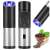 Electric salt and pepper grinder, stainless steel, black, with blue LED light, grinding peppercorns