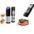 Electric salt and pepper grinder, stainless steel, black, with blue LED light, grinding salt and pepper on steak