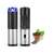 Electric salt and pepper grinder, stainless steel, black, with blue LED light, grinding peppercorns
