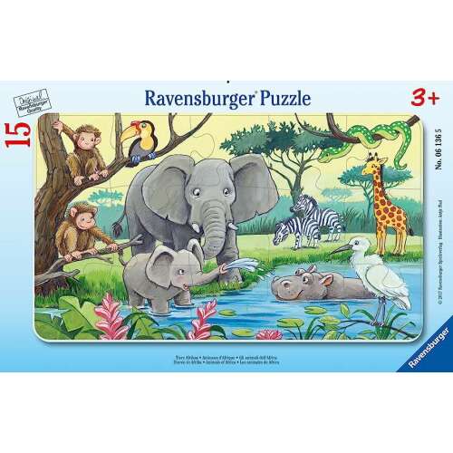 Ravensburger Afrika állatai - 15 darabos keretes puzzle
