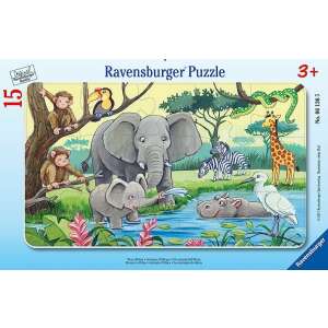 Ravensburger Puzzle mit 15 Teilen für Kinder, mit afrikanischen Tieren an einer Wasserstelle - Ravensburger Puzzle