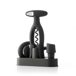 InnovaGoods Vinstand 5-piece wine opener set with spiral corkscrew, bottle stopper, foil cutter, and drip ring - InnovaGoods