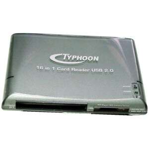 Typhoon 16 az 1-ben kártyaolvasó USB 2.0, többkártyás olvasó számítógépekhez, támogatja az SD, MMC, CF, MS és további kártyákat - Kártyaolvasó