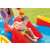 Fiú csúszik le a csúszdán az Intex Rainbow Ring Play Center felfújható medencében