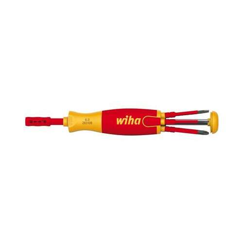 Wiha VDE insulated screwdriver with interchangeable bits, 6 slim bits included