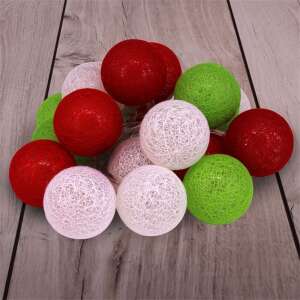 IRIS 20 LED Svetlá s Bavlnenými Guľami, 3m, Červená, Biela, Zelená - Iris