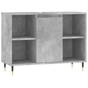 Betonszürke szerelt fa fürdőszobaszekrény 80 x 33 x 60 cm, concrete gray bathroom cabinet with shelves and door, modern design - Furniture
