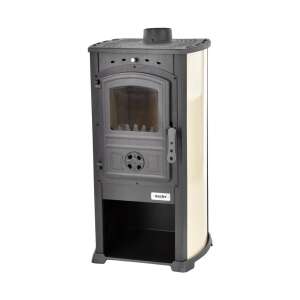 Hecht ARDENIS solid fuel stove, cream and black, front view - Hecht