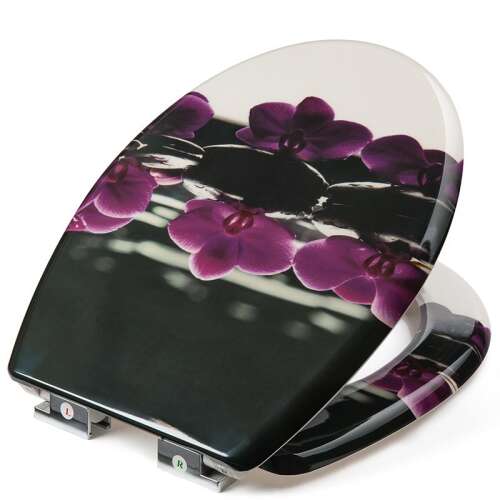 SmileHOME by Pepita duroplaszt WC ülőke lassan záródó fedéllel - Orchidea #fekete-lila