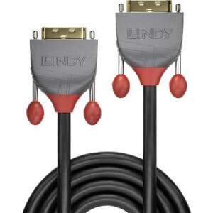 Cablu Lindy DVI-D Dual Link 1m, negru, conectori placati cu aur 24K - Cabluri DVI