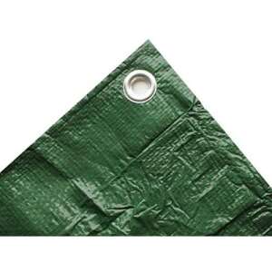 Close-up of Pladeka green tarp grommet, 6x10m - Garden tarp