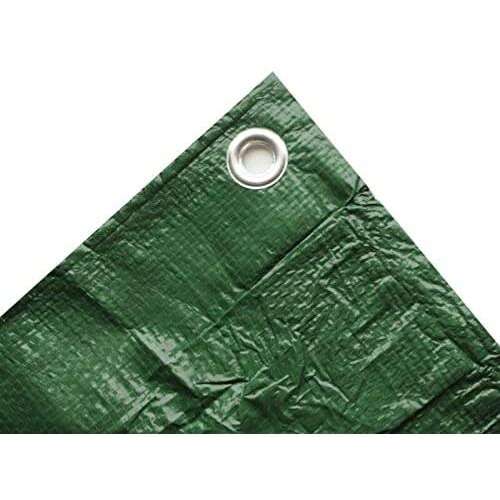 Close-up of Pladeka green tarp grommet, 6x10m