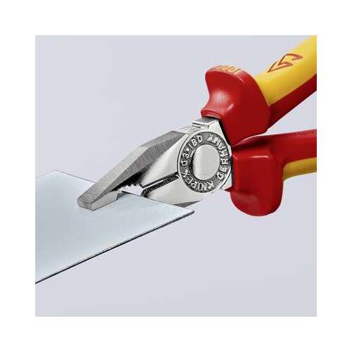 Kombinézne kliešte Knipex 03 06 180 VDE, 180 mm, na strihanie stredne/tvrdého drôtu, izolované červeno/žlto
