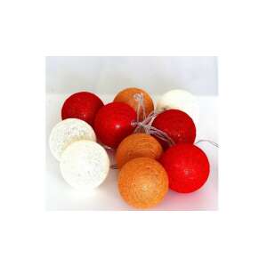 IRIS 10 LED svetiel s bavlnenými guľami, 6cm, červená, oranžová, teplá biela, 1,5m, napájanie USB - Iris