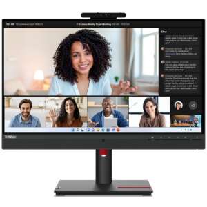Монитор Lenovo ThinkVision T24mv-30 с вградена уеб камера и високоговорители, идеален за видеоконференции и срещи - Монитор