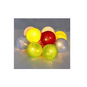 IRIS 10 LED Svetlá s Bavlnenými Guľami, Viacfarebné, 6cm, 1,5m, Napájané USB - Iris