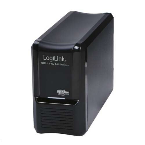 LogiLink USB 3.0 2-Bay Raid Enclosure, black external hard drive enclosure with RAID functionality